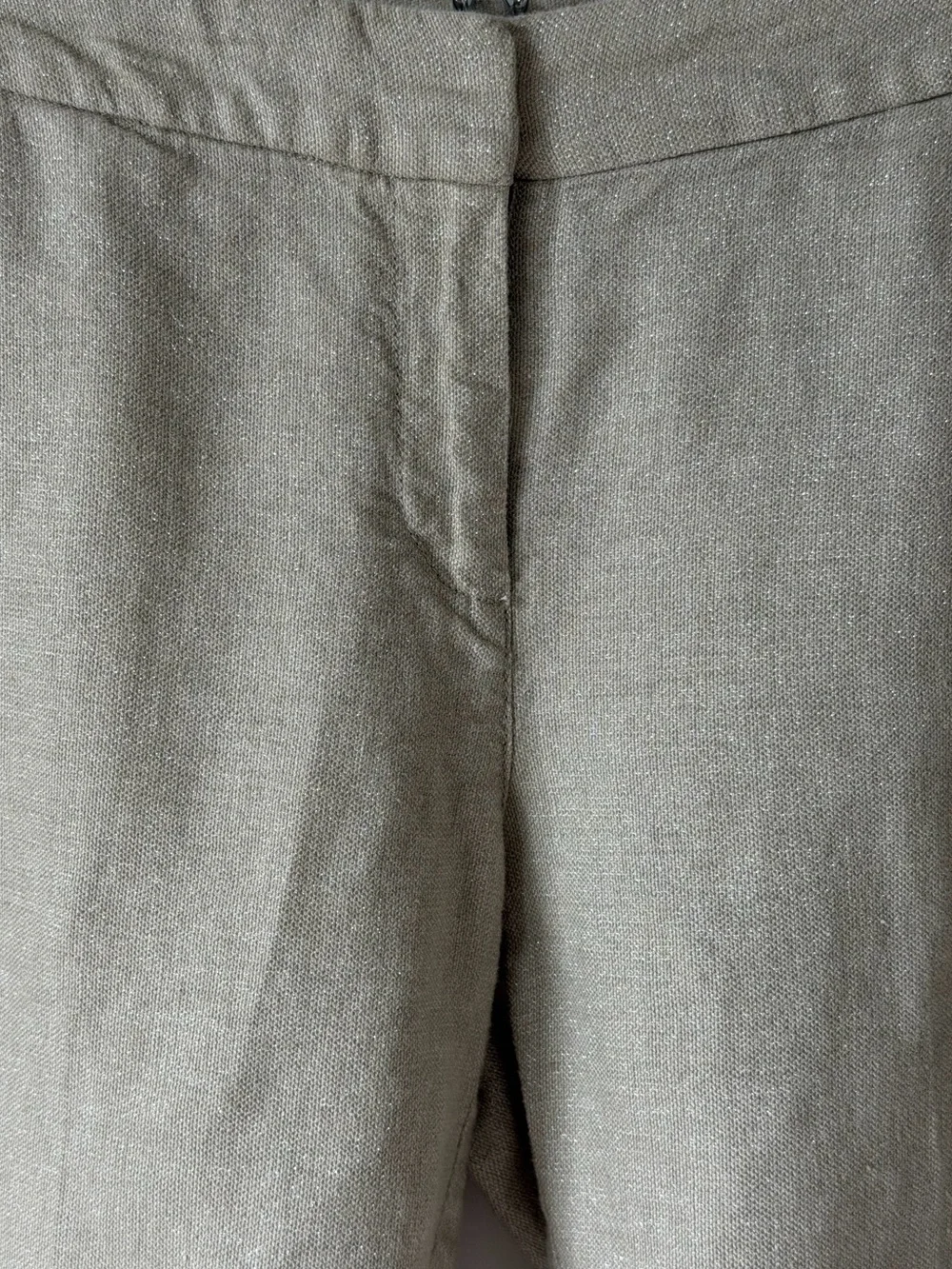 Eileen Fisher Neutral Beige Organic Linen Blend Shimmer Metallic Shorts ~ 8-10